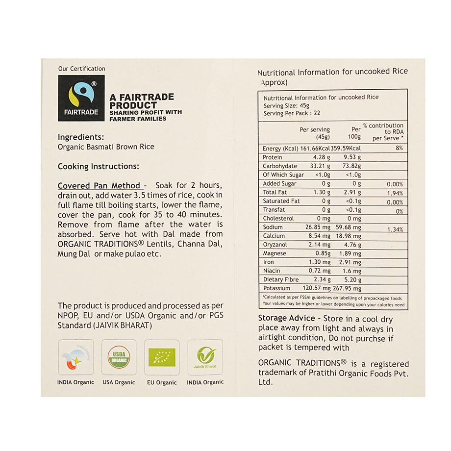 Organic Basmati Brown Rice (1kg)