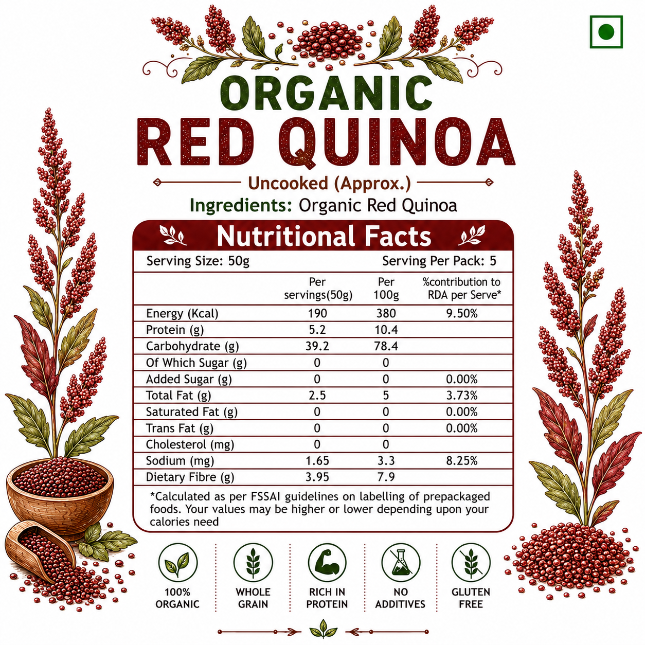 Organic Red Quinoa (250g)