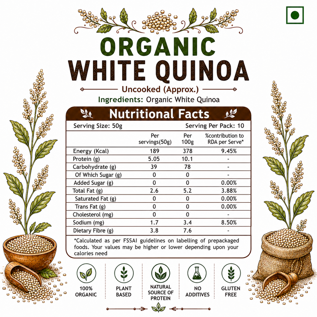 Organic White Quinoa (500g)