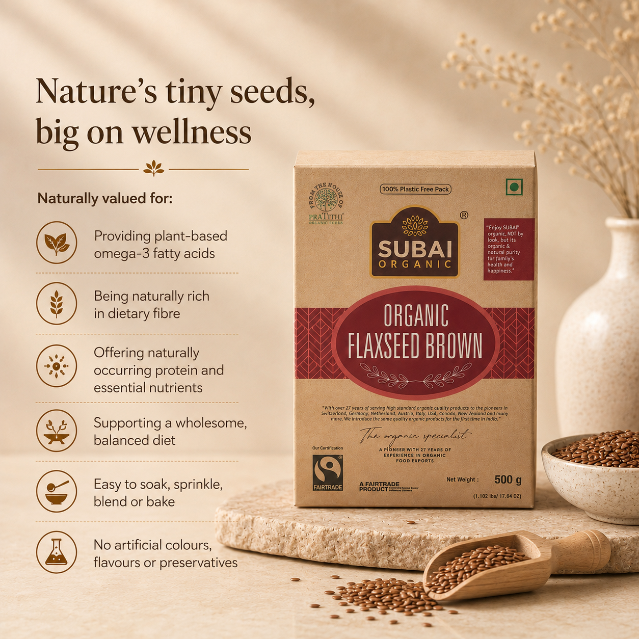 Organic Flaxseed Brown Whole (500g)