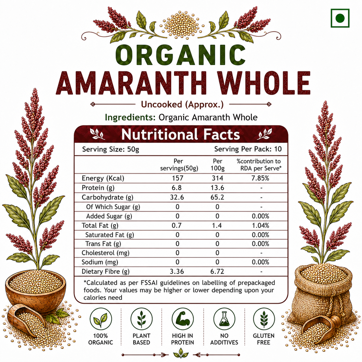 Organic Amranth Whole (500g)