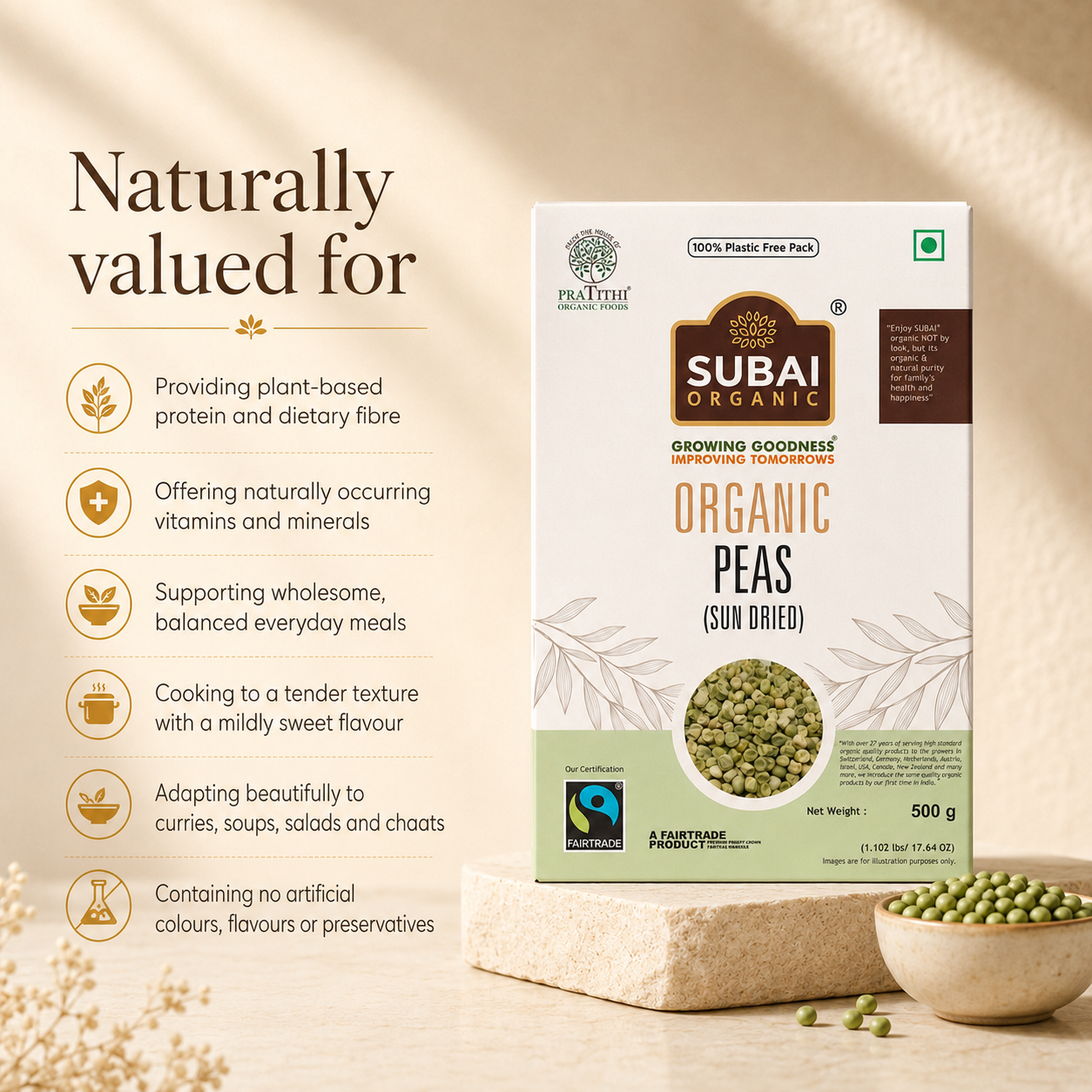 Organic Peas (Sun Dried) (500g)