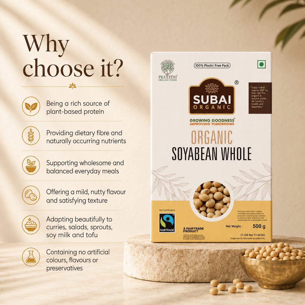 Organic Soyabean Whole (500g)