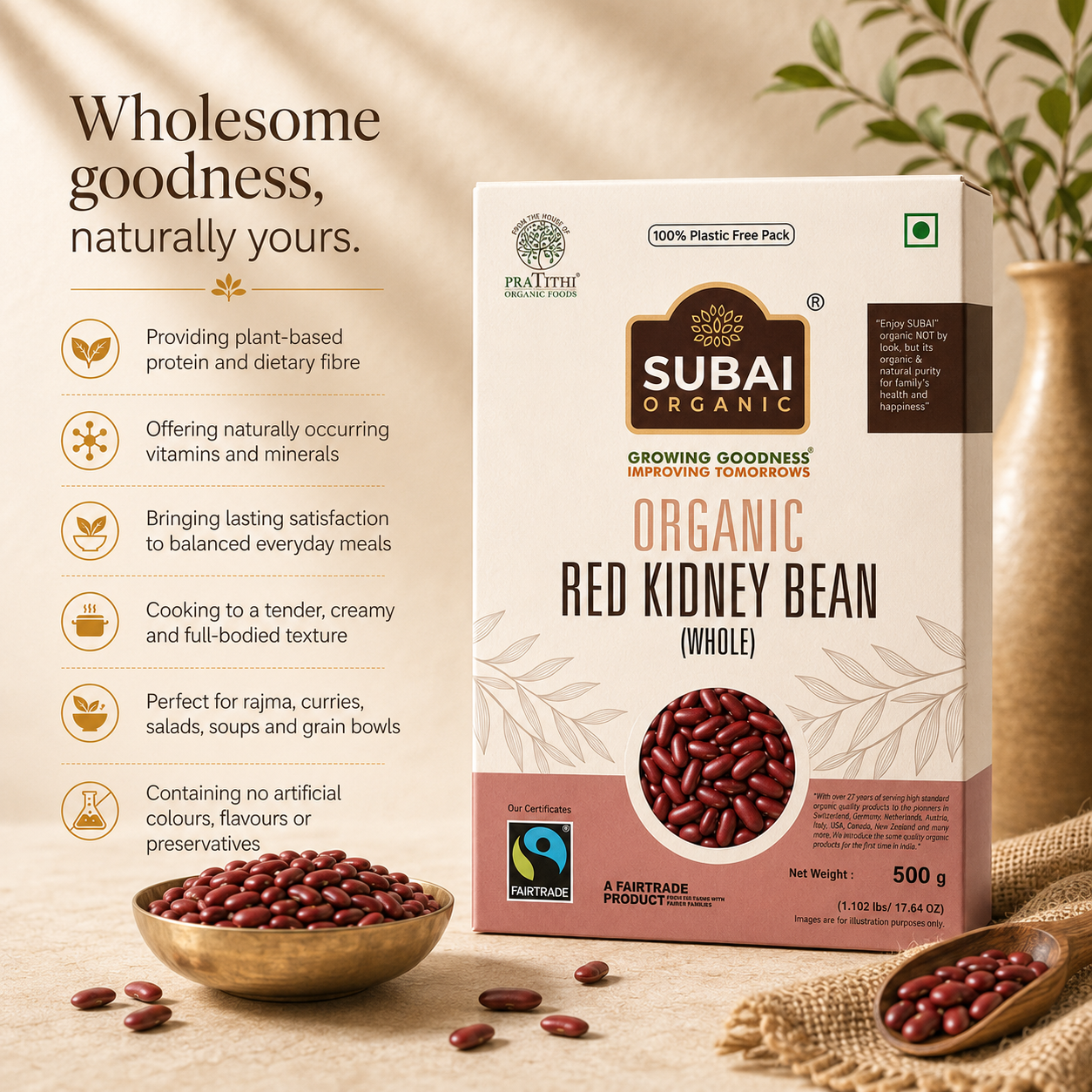 Organic Red Kidney Bean (Rajma) (500g)