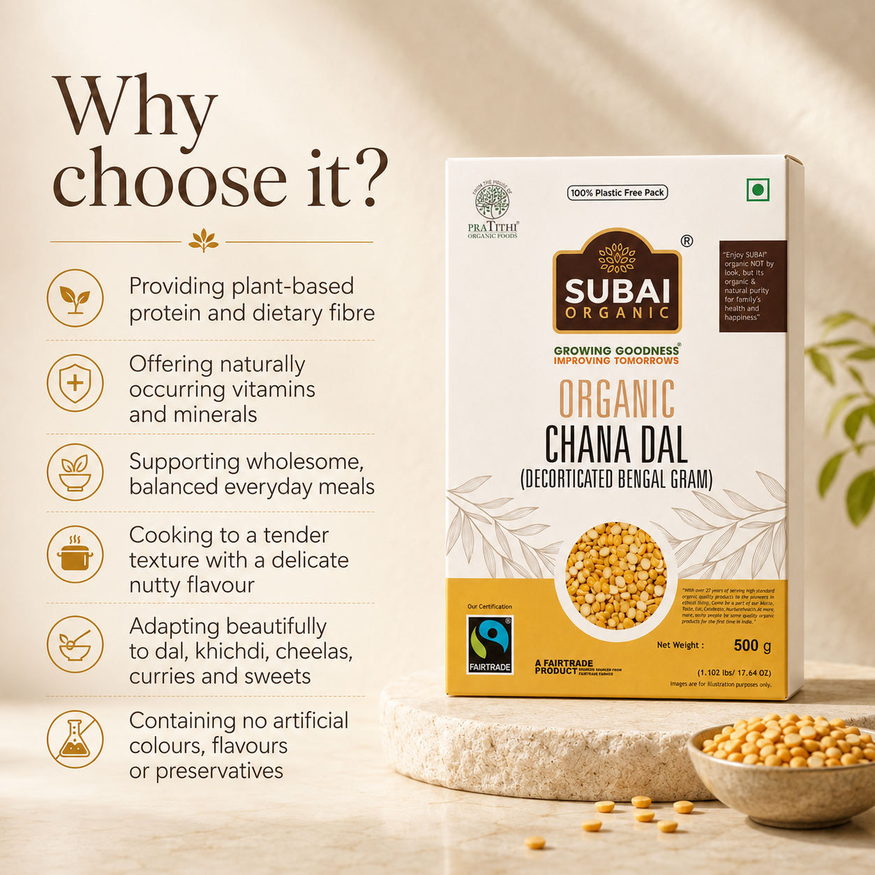 Organic Chana Dal (500g)