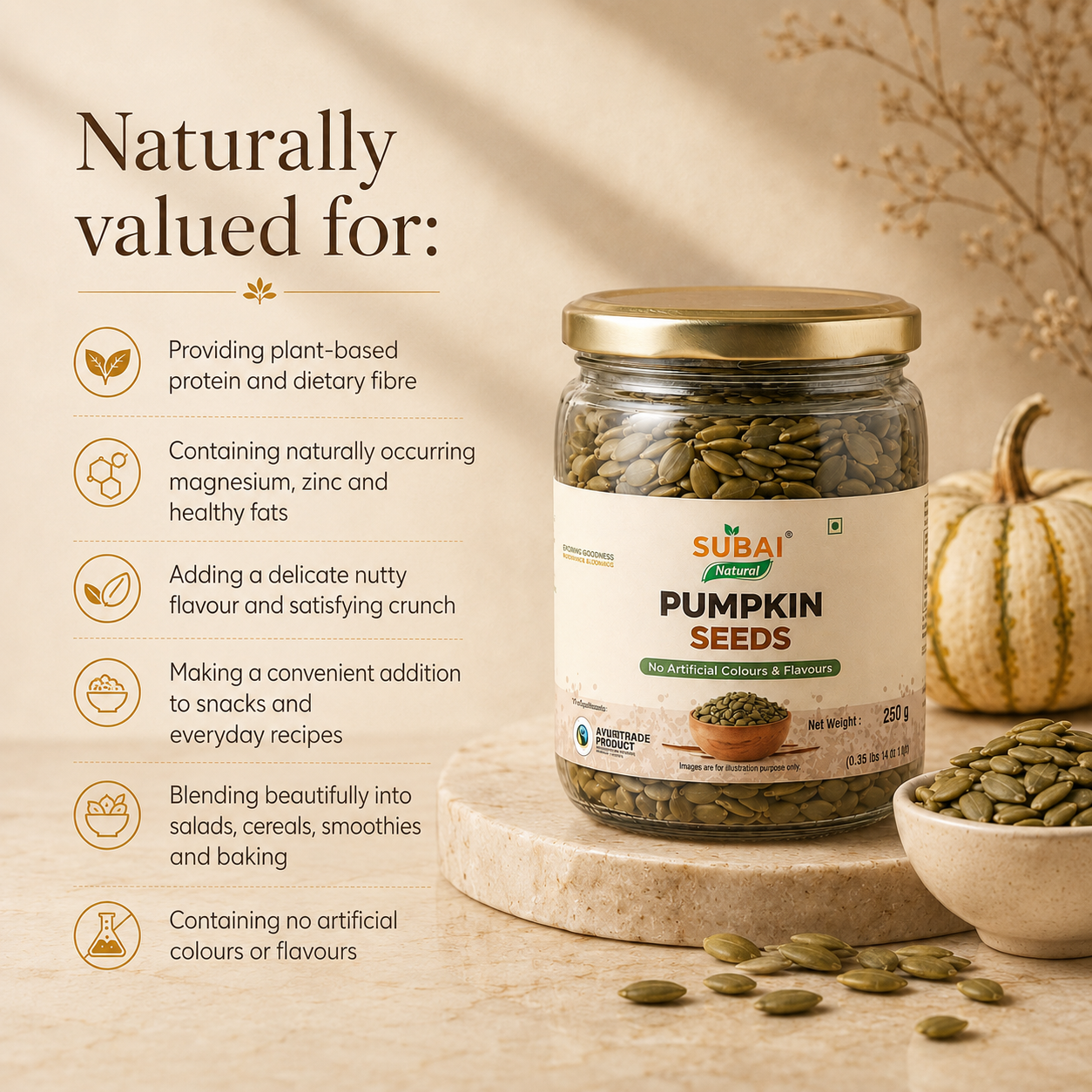 Subai Natural Pumpkin Seeds (300g)