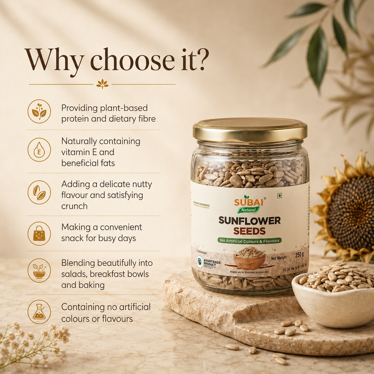 Subai Natural Sunflower Seeds (250g)