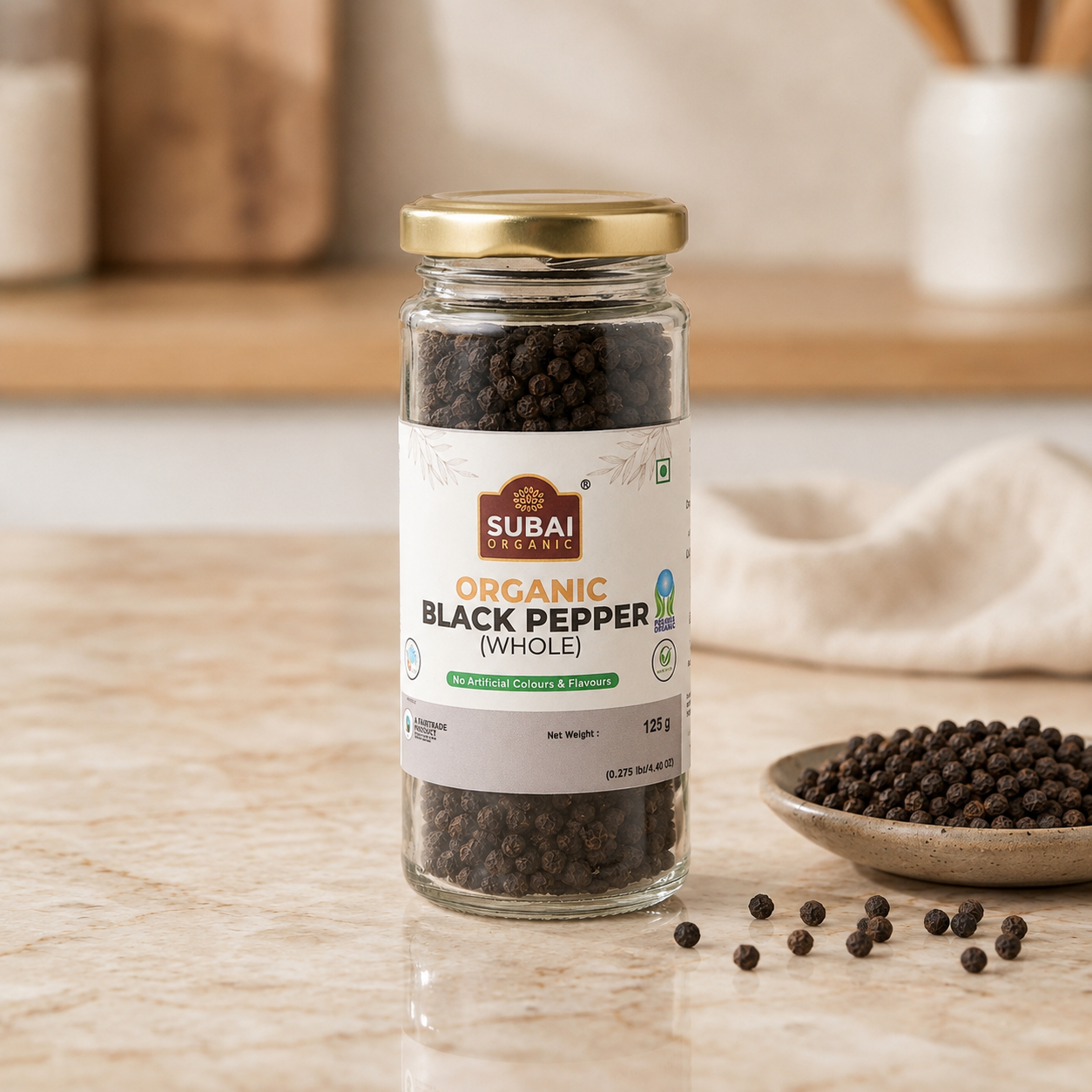 Organic Black Pepper Whole (125g)