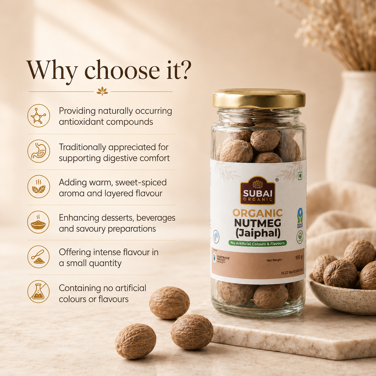 Organic NutMeg (Jaiphal) (100g)