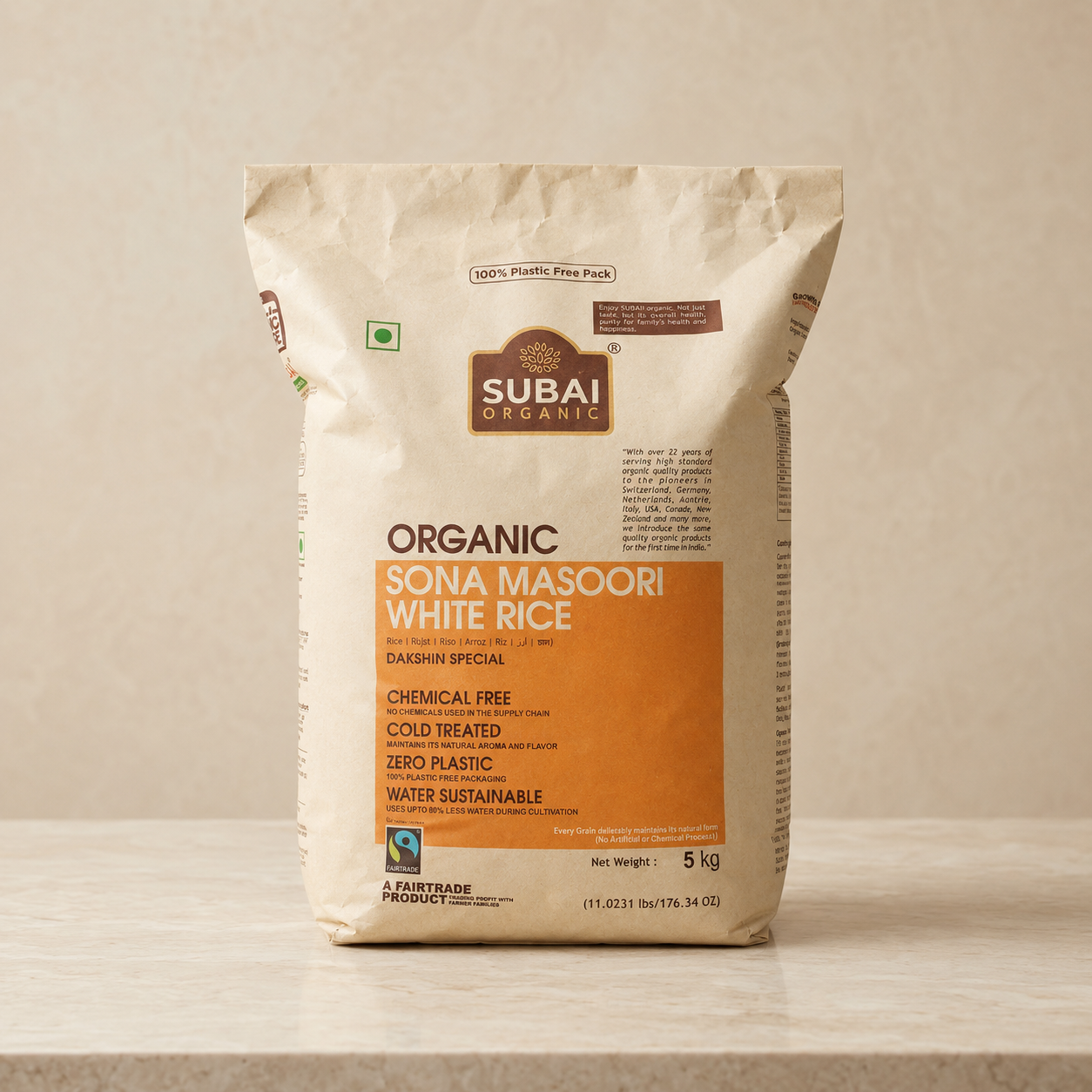 Organic Sona Masoori White Rice (Dakshin Special) (5kg)