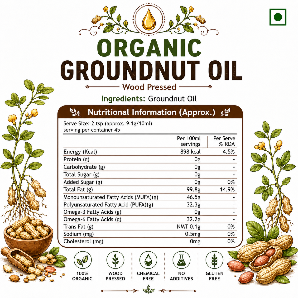 Organic Groundnut oil (1L)