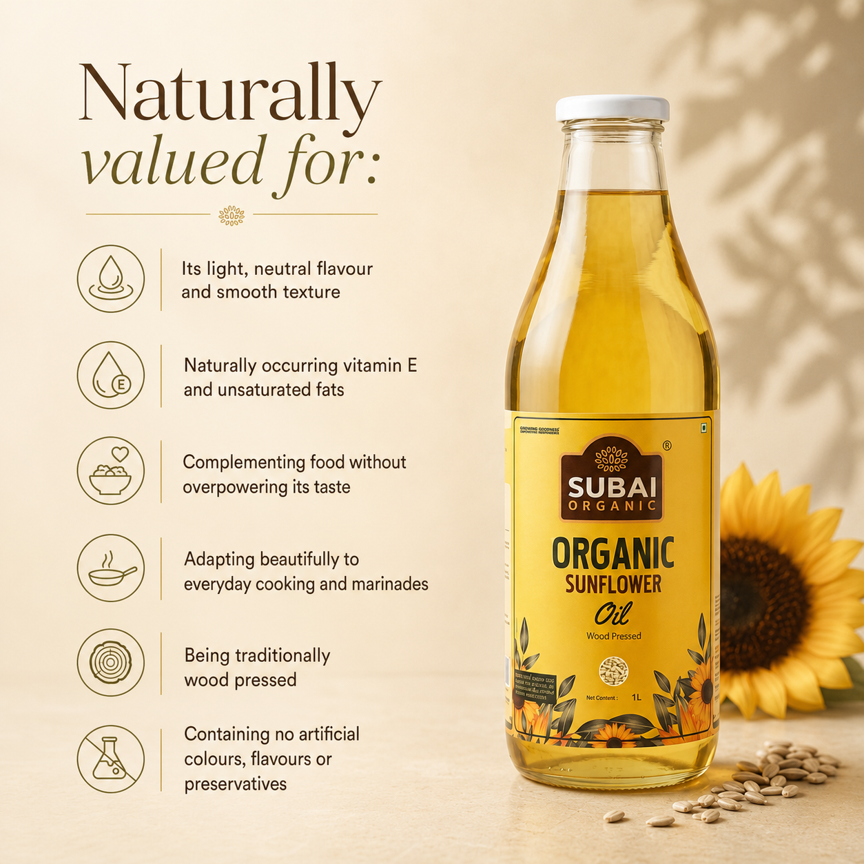 Organic sunflower oil (1L)