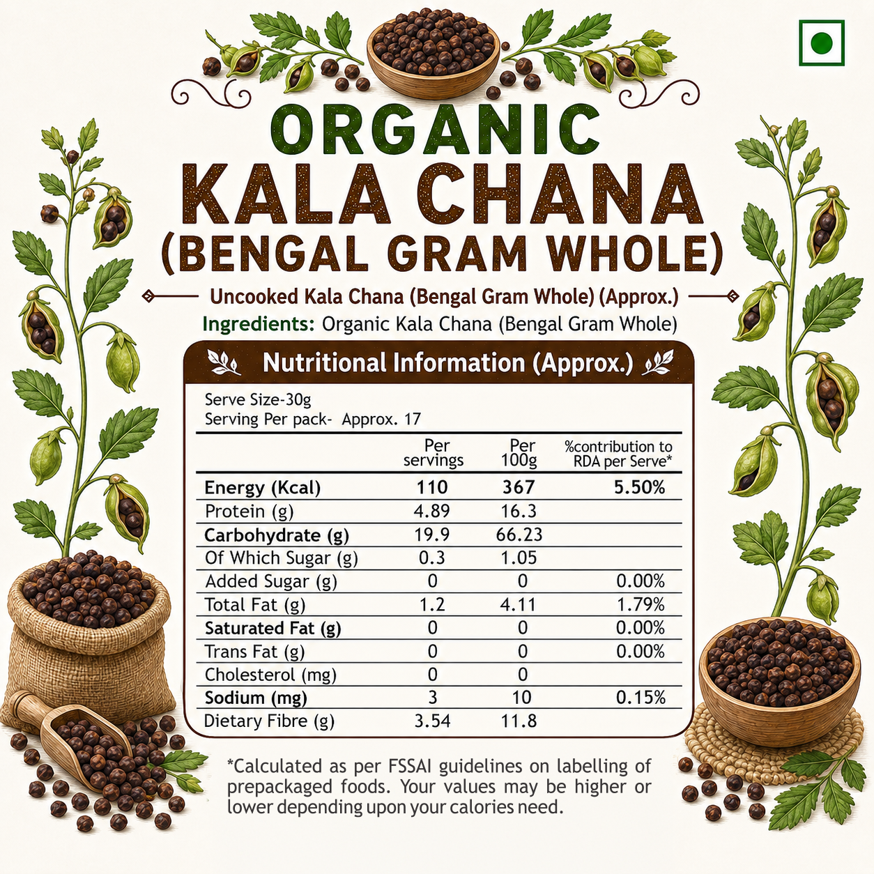 Organic Kala Chana (500g)