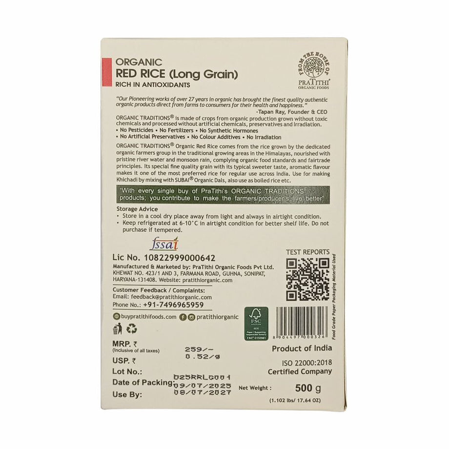 Organic Red Rice(Long Grain)